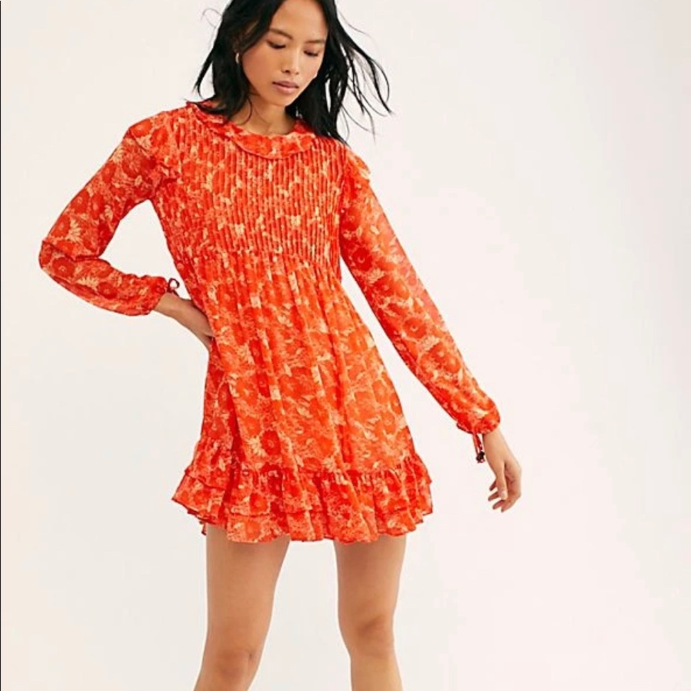 Free People Orange Combo Mini Dress